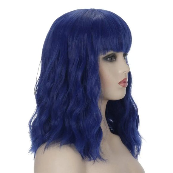 Short Dark Blue Hair Wig with Bang - Picture 4 of 4